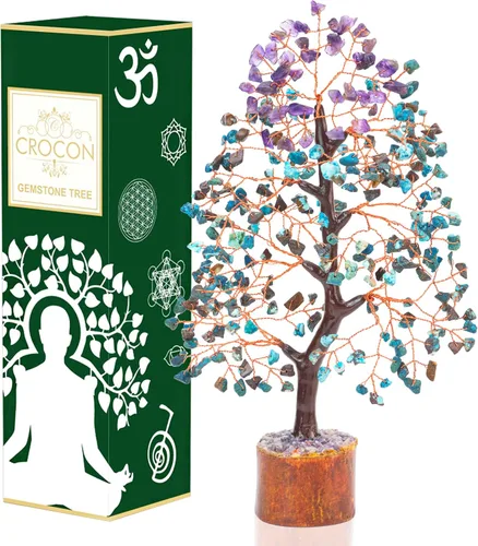 Miniatura 12 de Árbol de la vida de 7 chakras, árbol de la vida de cristal, árbol de piedras preciosas hecho a mano, árbol de Feng Shui, decoración de cristal