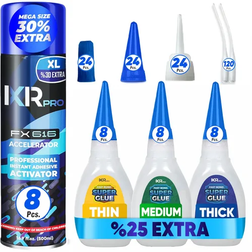 Miniatura 19 de CA Glue con Kit Activador 1.75 oz Pegamento de Cianoacrilato de Viscosidad Media 16.9 oz Spray Activador SuperGlue de Alta Resistencia para Rellenar