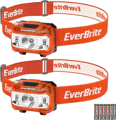 Miniatura 11 de EverBrite Faros delanteros, paquete de 2 faros para niños con luz roja y función de memoria, lámpara de cabeza para adultos y niños con 5 modos, Azul