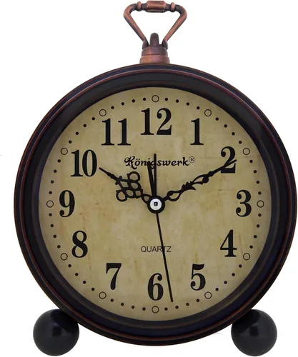 Miniatura 9 de Konigswerk - Reloj Analógico de Cuarzo, decorativo, de gran tamaño, Retro, silencioso, Sin tic-tac, reloj de escritorio, operado con batería