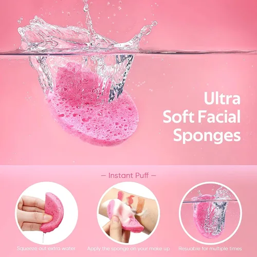Miniatura 2 de GAINWELL 50 esponjas faciales comprimidas con recipiente de almacenamiento, para limpieza facial, removedor de maquillaje reutilizable, portátil