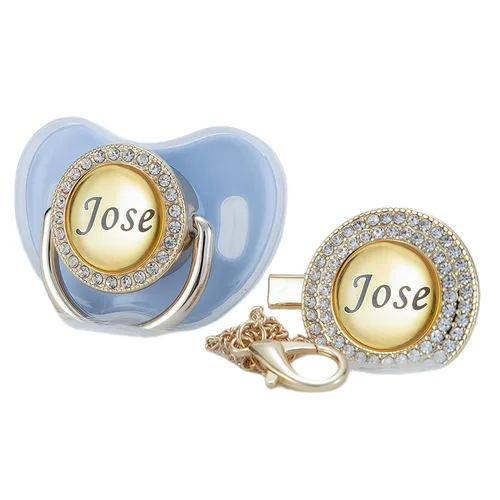 Miniatura 13 de Juego de Chupete y Clip con Nombre Personalizado Brillante - Binky Personalizado para Baby Shower, Recuerdo de Recién Nacido para Fotos Dorado