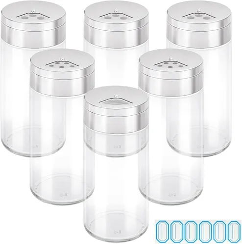 Miniatura 18 de Segarty Tarros de especias con tapas cocteleras, paquete de 6 botellas de vidrio de 4 onzas con tapa de acero inoxidable, recipientes de vidrio