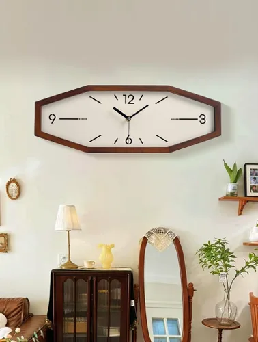 Miniatura 4 de DaguyS Relojes de pared retro de madera, relojes cuadrados de 18 pulgadas, relojes de pared rectangulares operados con pilas, silenciosos sin Marrón