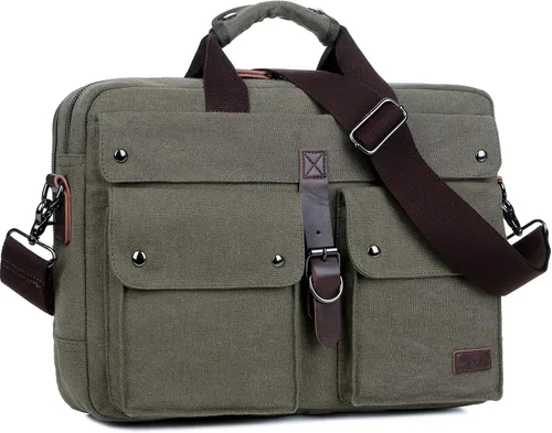 Elegante 17 pulgadas de lona portátil bolsa de mensajero maletín vintage Crossbody bolsa de hombro militar para hombres BC-07 | Stylish