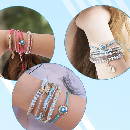 Miniatura 2 de 12Pcs Women's Bracelets Preppy Bracelet Protection Bracelet Friendship Bracelet Devil Eye Beaded Fashion Bracelet Bohemian Multilayer Rice Bead