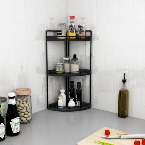 Miniatura 5 de Dorhors Organizador de baño esquinero de 3 niveles para almacenamiento, bandeja de tocador, organizador de encimera de madera para cocina, baño