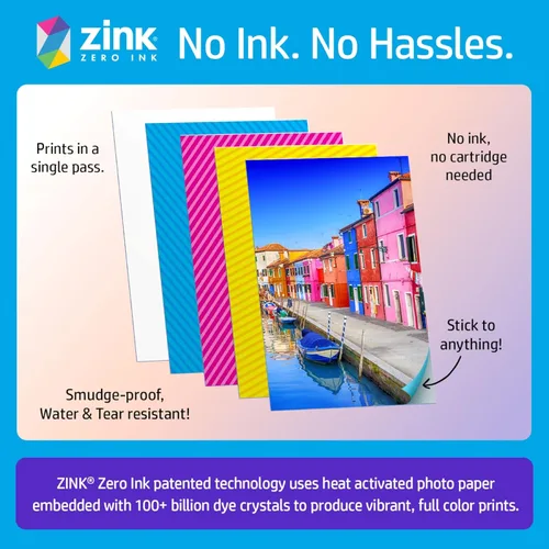 Miniatura 6 de HP Sprocket Impresora fotográfica instantánea portátil 2x3 (Rosado) - Paquete de papel Zink