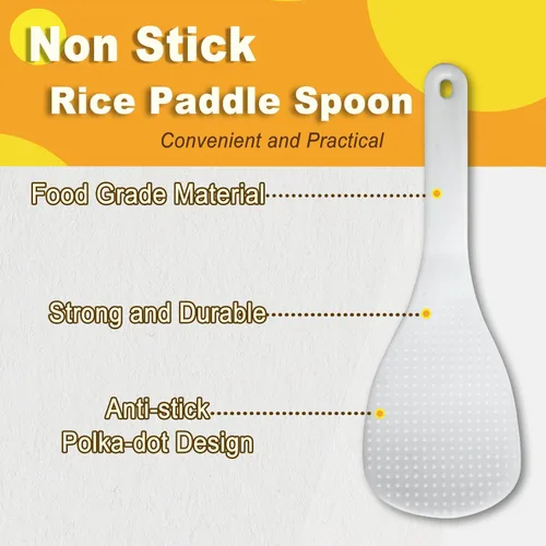 Miniatura 3 de Vonty Cuchara plástica para paletas de arroz de 7.5 pulgadas, 2 piezas, color blanco