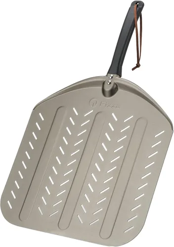 Pala de pizza de aluminio, paleta de torneado de pizza de metal perforado de 12 pulgadas para horno de parrilla, herramienta de cocina, espátula de