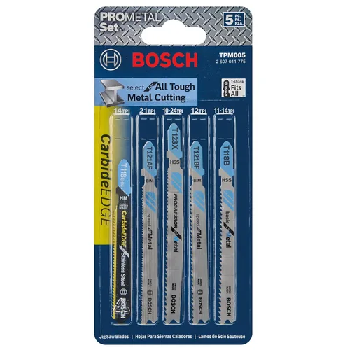 Miniatura 2 de Bosch TPM005 - Juego de hojas de sierra caladora con mango en T Pro-Metal (5 piezas)
