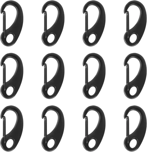 Miniatura 10 de Paquete de 12 mosquetones con cierre de hebilla para postes de bandera, clips marinos, cuerdas, correas de perro, senderismo
