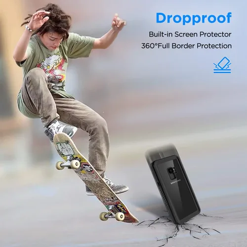Miniatura 4 de Lanenas Funda para Samsung Galaxy S9, impermeable, a prueba de polvo, a prueba de caídas con protector de pantalla integrado, 5.8 pulgadas, 360°