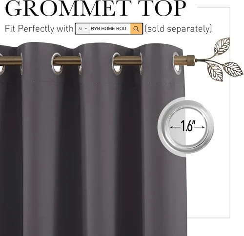 Miniatura 2 de RYB HOME - Cortinas extra largas con bloqueo de luz, persianas opacas insonorizadas para privacidad para cine en casa, oficina, fondo de patio, sala