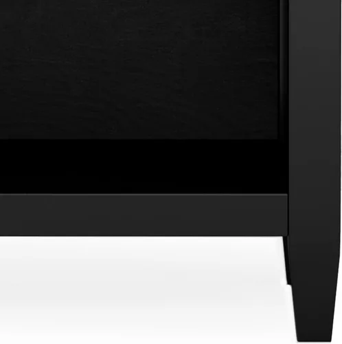 Miniatura 9 de SIMPLIHOME Carlton - Mesita de noche de madera maciza de 24 pulgadas de ancho, color negro, mesa auxiliar o auxiliar contemporánea con 2 cajones