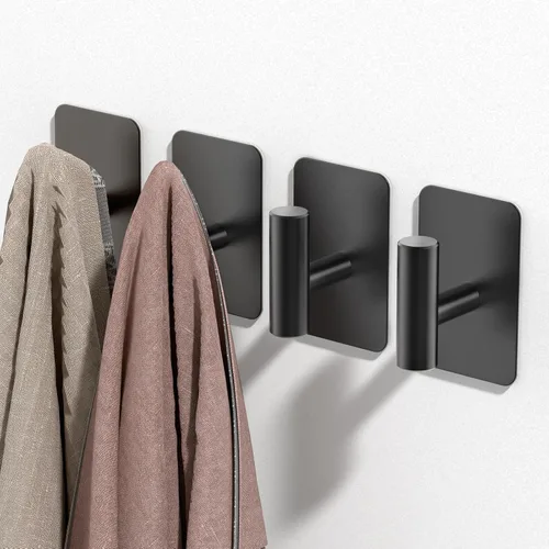 Miniatura 2 de Aikzik Ganchos Negros para Colgar de Alta Resistencia, Ganchos de Pared para Ducha, Baño, Toalla, Abrigo, Bata, Ganchos Adhesivos Impermeables