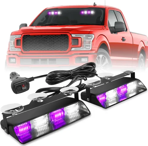 Miniatura 18 de HLauto 2002L Luces estroboscópicas de emergencia para salpicadero: luces de seguridad ámbar, luces de advertencia intermitentes para parabrisas