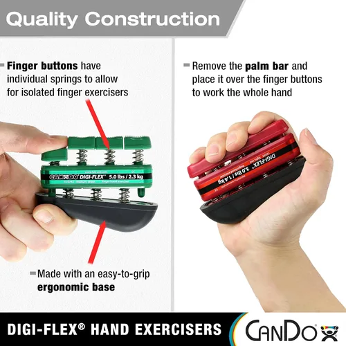 Miniatura 4 de Juguete giratorio ejercitador de mano CanDo 10-0751 Digi-Flex, dedo 0.75 libras / mano 2.5 libras, bronceado-XX-iluminación, Luz roja, 1