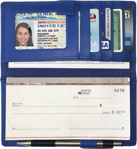 Miniatura 2 de RFID chequera de piel con ranuras para tarjetas de crédito y soporte para pluma.