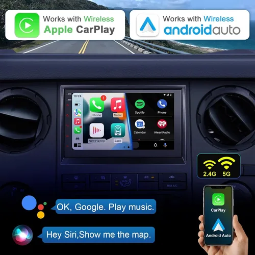 Miniatura 2 de Radio de Pantalla Táctil de 7 Pulgadas para Coche F150, Actualización Inalámbrica con Apple CarPlay y Android Auto para Ford F150 2004-2008, Android