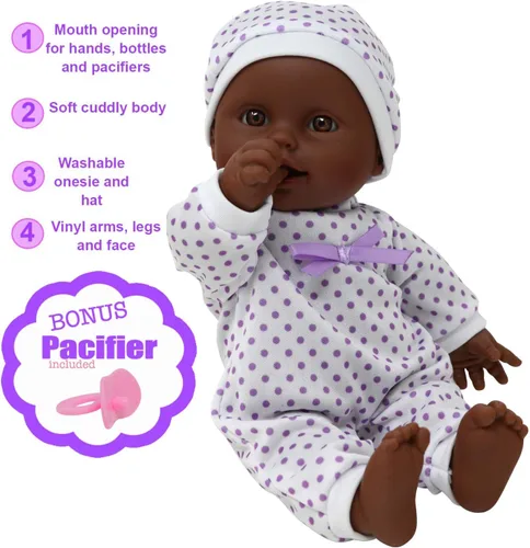 Miniatura 3 de Muñeca de bebé recién nacida afroamericana de cuerpo suave de 11 pulgadas en caja de regalo, chupete de muñeca incluido