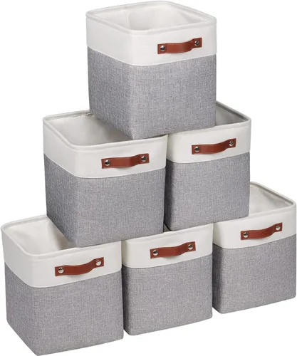 Miniatura 8 de Cubos de almacenamiento de tela de 10.5 x 10.5 x 11 pulgadas, cubos de almacenamiento para organizadores de armario y estantes de almacenamiento