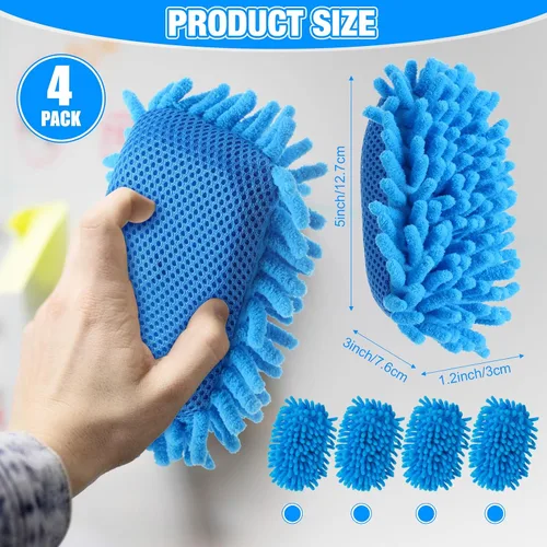 Miniatura 2 de Epakh 4 borradores magnéticos de borrado en seco, borrador magnético de microfibra lavable para uso doméstico y oficina (azul)