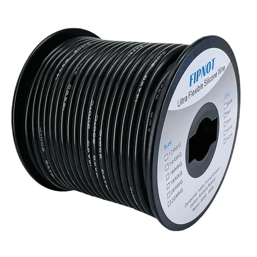 Miniatura 8 de Cable de 8 AWG Alambre Calibre 8 de Silicona - Carrete Negro de 25 pies, Alambre de Cobre Estañado Trenzado Extra Flexible 8AWG para Soldadura 200℃