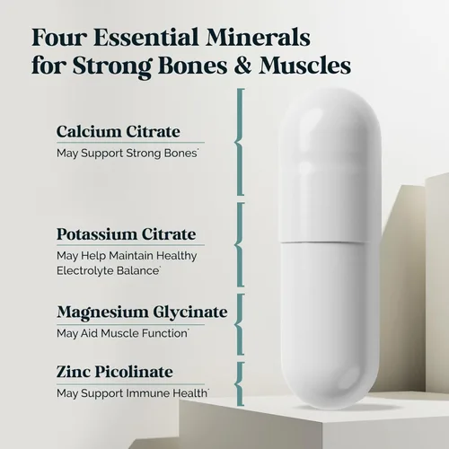 Miniatura 2 de Suplemento de potasio magnesio y zinc y calcio para la salud ósea, el músculo y el sistema inmunológico - Complejo mineral con aspartato de zinc