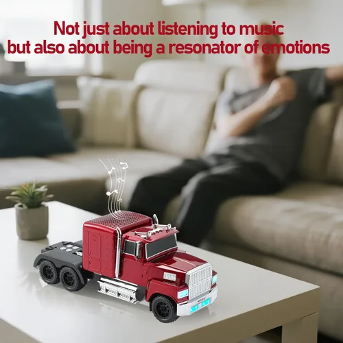 Miniatura 4 de WSTER Altavoz Bluetooth American Truck, modelo de coche retro, inalámbrico portátil con sonido estéreo HD, emparejamiento TWS, reproducción Rojo