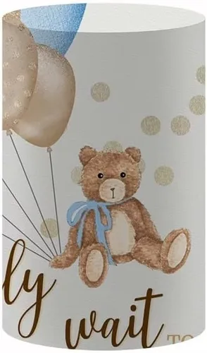 Miniatura 7 de We Can Bearly Wait to Meet You Baby Shower - Telón de fondo redondo para tema de oso de peluche, niño, azul, marrón, baby shower, fiesta, fondo