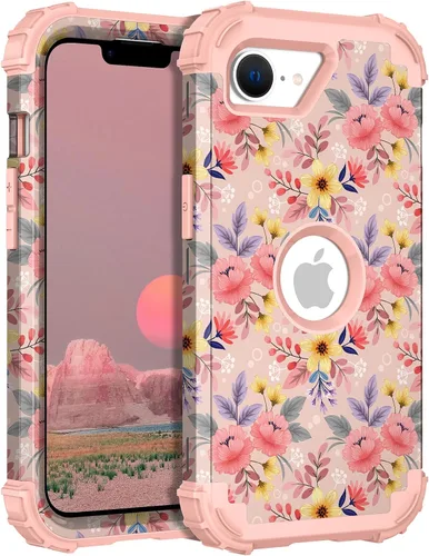 Miniatura 164 de Hocase Funda para iPhone SE 2022/2020, resistente a prueba de golpes, de plástico duro+goma de silicona, funda protectora híbrida para iPhone SE