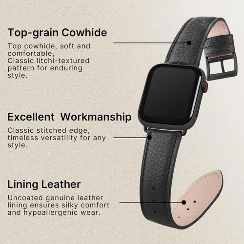 Miniatura 6 de Fullmosa Correas de cuero compatibles con Apple Watch Band de 1.49, 1.57, 1.61, 1.65, 1.73, 1.77 y 1.77 pulgadas, correa elegante para iWatch Series