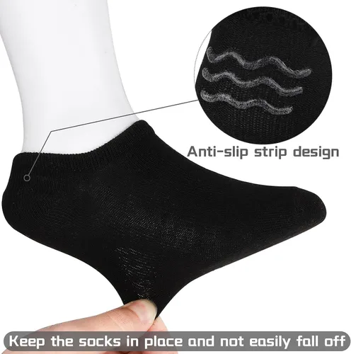 Miniatura 2 de Cooraby 15 pares de calcetines invisibles para niños, calcetines antideslizantes de corte bajo para niñas y niños, calcetines deportivos al tobillo