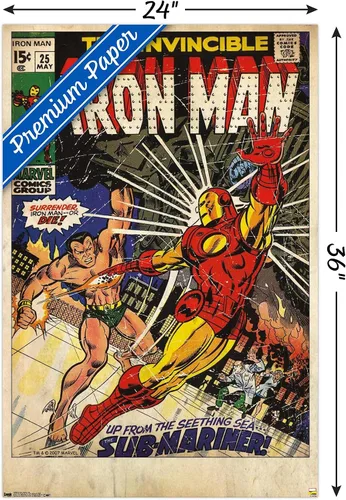 Miniatura 3 de Trends International 24 x 36 pulgadas Marvel Comics - Iron Man - Póster de pared con cubierta #25, 24 x 36 pulgadas, versión premium sin marco