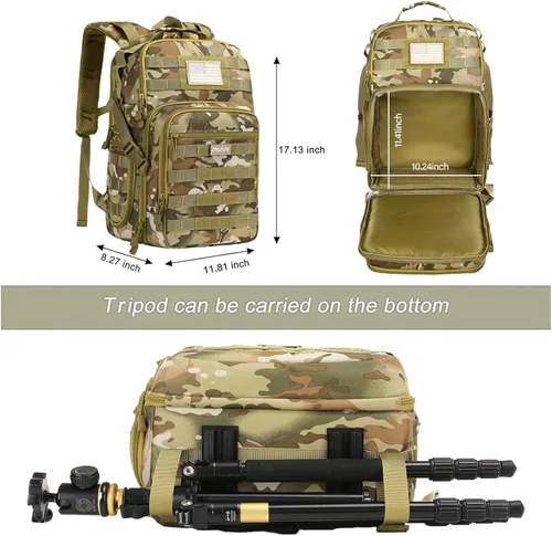 Miniatura 4 de MOSISO Mochila para cámara, DSLR/SLR/SLR/sin espejo para fotografía táctica con soporte para trípode y compartimento para laptop de 15 a 16 pulgadas
