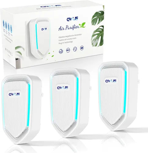 Paquete de 3 ionizadores de aire, purificador de aire negativo sin filtro, ambientador silencioso, limpiador portátil para olores, humo, polvo,