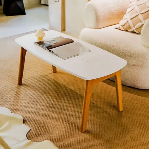 Miniatura 8 de Mesa de centro, moderna mesa de centro rectangular plegable de madera maciza escandinava para sala de estar, natural 31.5 pulgadas de largo x 19.5
