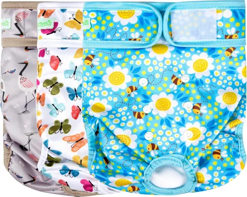 Miniatura 13 de wegreeco - Pañales lavables y reutilizables para perros (patrón elegante), pañales para perras, paquete de 3 (elegante, talla XL)