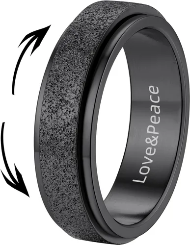 Miniatura 19 de Supcare Anillos antiestrés para mujer de 4/6/0.315 in para la ansiedad, anillo de pulgar con chorro de arena, regalo para mujeres, talla 7-14