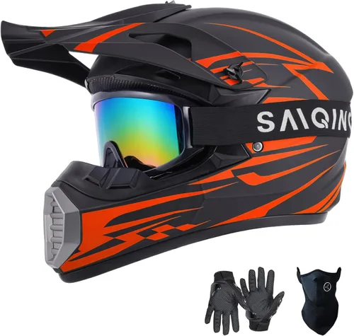 Miniatura 8 de SanQing - Casco de motocross para jóvenes y niños, casco integral para motocicleta de cara completa para bicicleta de tierra ATV cuatrimoto MX