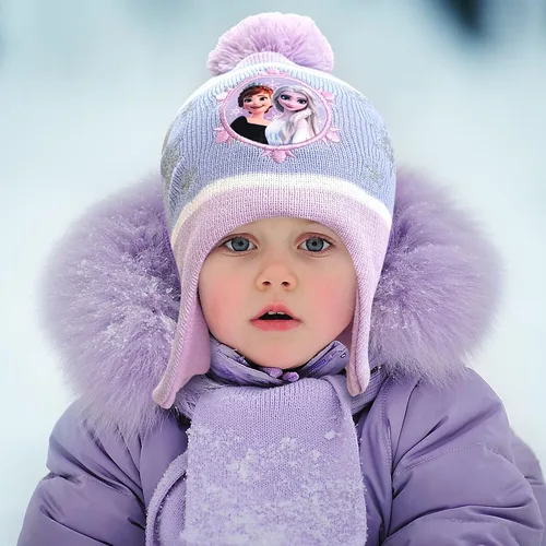 Miniatura 2 de Disney Juego de gorro y guantes de invierno para niñas de 2 a 4 años o Frozen 2 con gorro Elsa Anna y guantes para niños de 4 a 7 años
