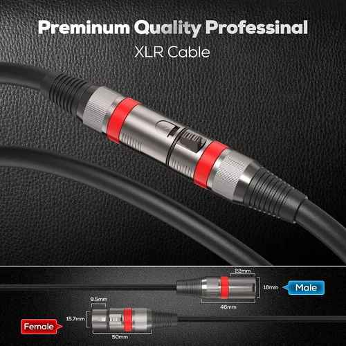 Miniatura 4 de Cables XLR 25FT/8M 2 paquetes, Cable de Micrófono Balanceado Premium de Servicio Pesado con Conector de Cordón de Micrófono XLR Macho a Hembra de 3