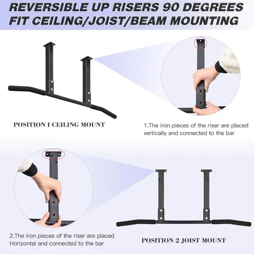 Miniatura 3 de ATENTO Pull Up Bar, Chin Up Bars Ceiling Mount, Workout for Home Gym, Beam, Crossfit - Heavy-Duty, Foam Grip, Easy installation