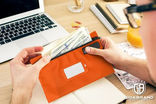Miniatura 4 de Bolsa de dinero con candado 12 x 8 pulgadas Cuero sintético duradero para dinero en efectivo monedero monedero monedero bolsa con cremallera