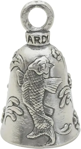 Campana Guardian Bell de Animales para Buena Suerte con Llavero y Bolsa de Regalo de Terciopelo Negro | Campana para Motocicleta | De peltre sin Koi
