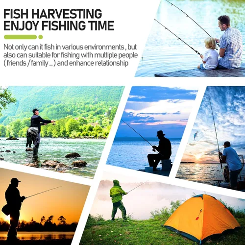 Miniatura 6 de Combo de Caña de Pescar y Carrete - Kits de Pesca Plegables de 2.4M/7.89FT, Conjunto de Caña de Pescar de Fibra de Carbono, Carrete Giratorio