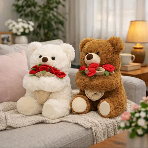 Miniatura 9 de Ramo de peluche de oso de peluche, ramo de peluche de rosas, sombrero de flores romántico, peluche de oso, perfecto como cumpleaños y vacaciones