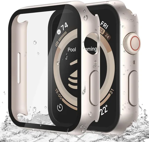 Miniatura 17 de Misxi Paquete de 2 fundas impermeables con botón diseñadas para Apple Watch Series 3 Series 2 de 38mm, funda rígida de policarbonato anticaídas