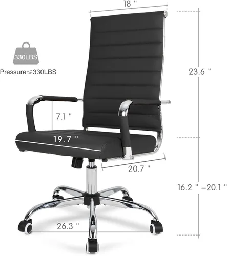Miniatura 3 de Silla de oficina en casa acanalada, sillas modernas de cuero para sala de conferencias, silla ergonómica de escritorio de oficina, silla ejecutiva